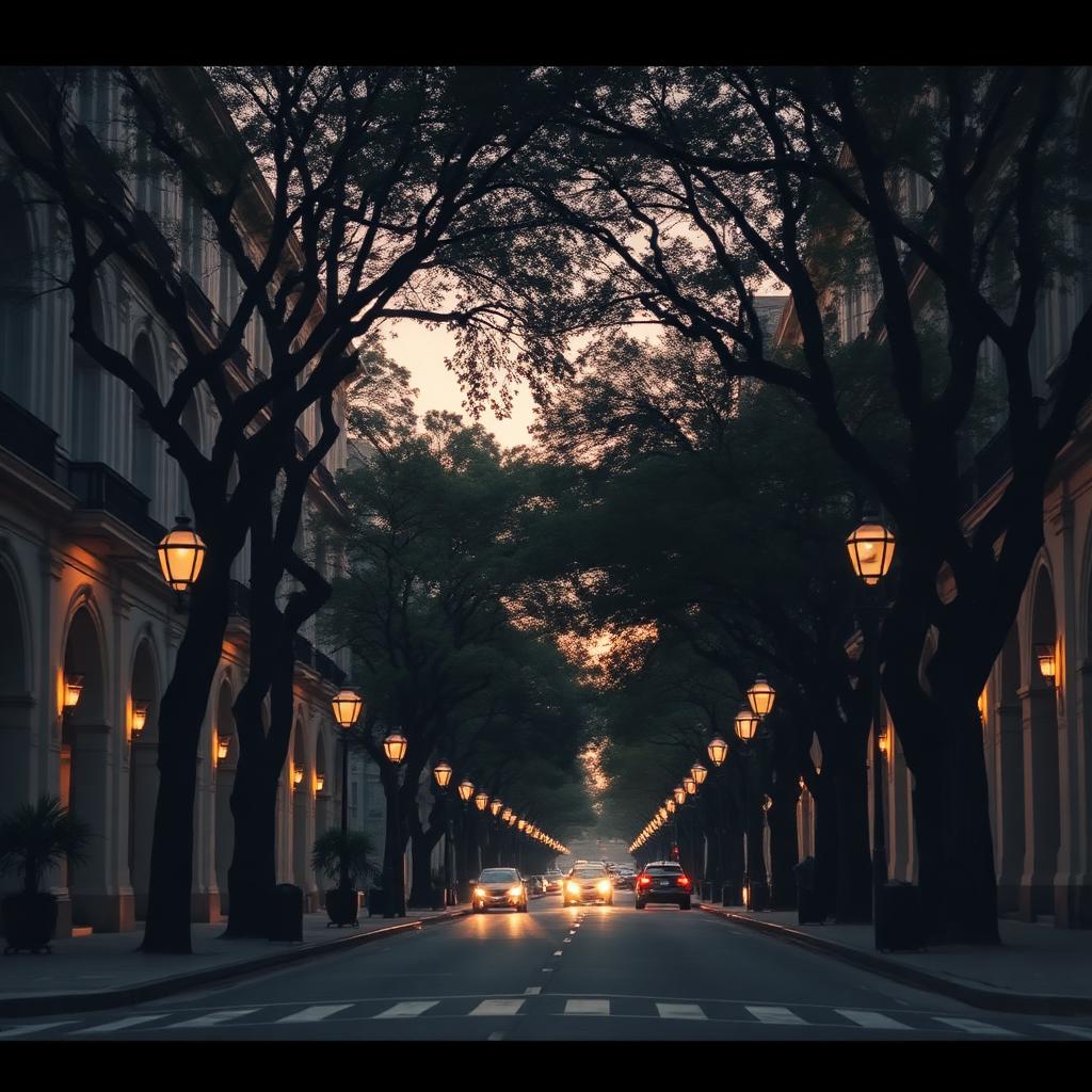 Mexico City street at dusk
